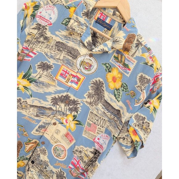 Vintage Reyn Spooner Shirt Sz M Commentating 50 Years of Hawaiian Statehood - Picture 4 of 7